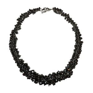 Gunmetal Faceted Round Fire Polished Bead necklace‎